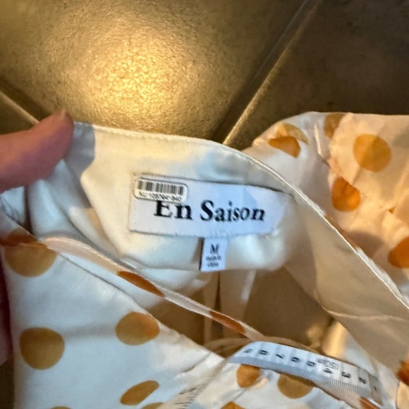 Anthropologie En Saison Ava Midi Dress Polka Dot Bustier Cream Yellow M Feminine - Picture 11 of 16